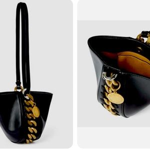 Stella McCartney Vegan Leather Frayme Clutch/Shoulder Bag Black